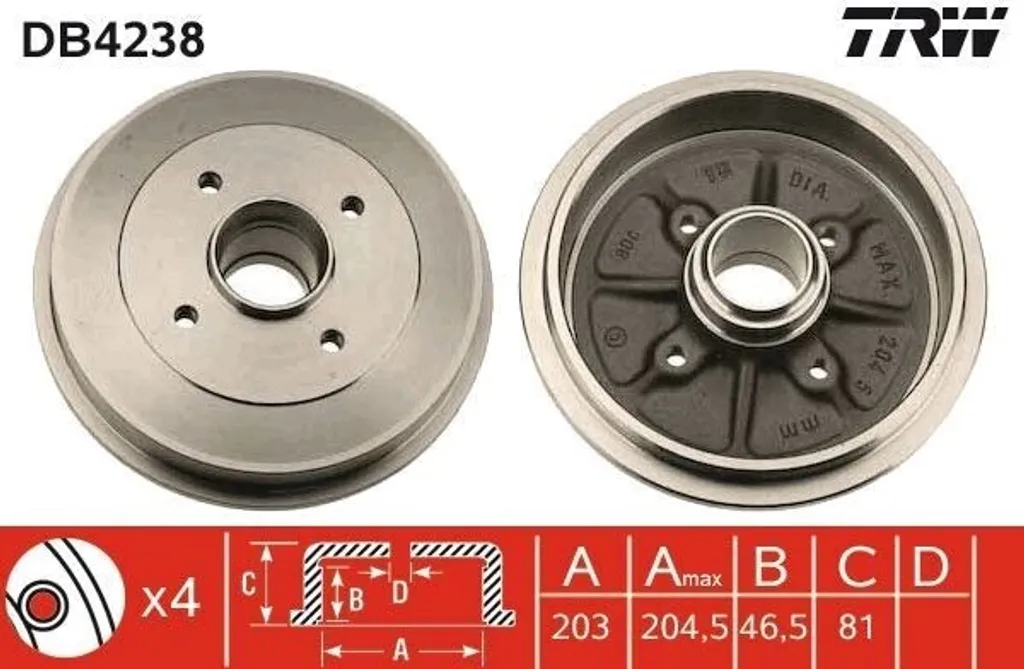 Supprimer les bruits de freinage avec le tambour TRW DB4238 - OE 4247 40