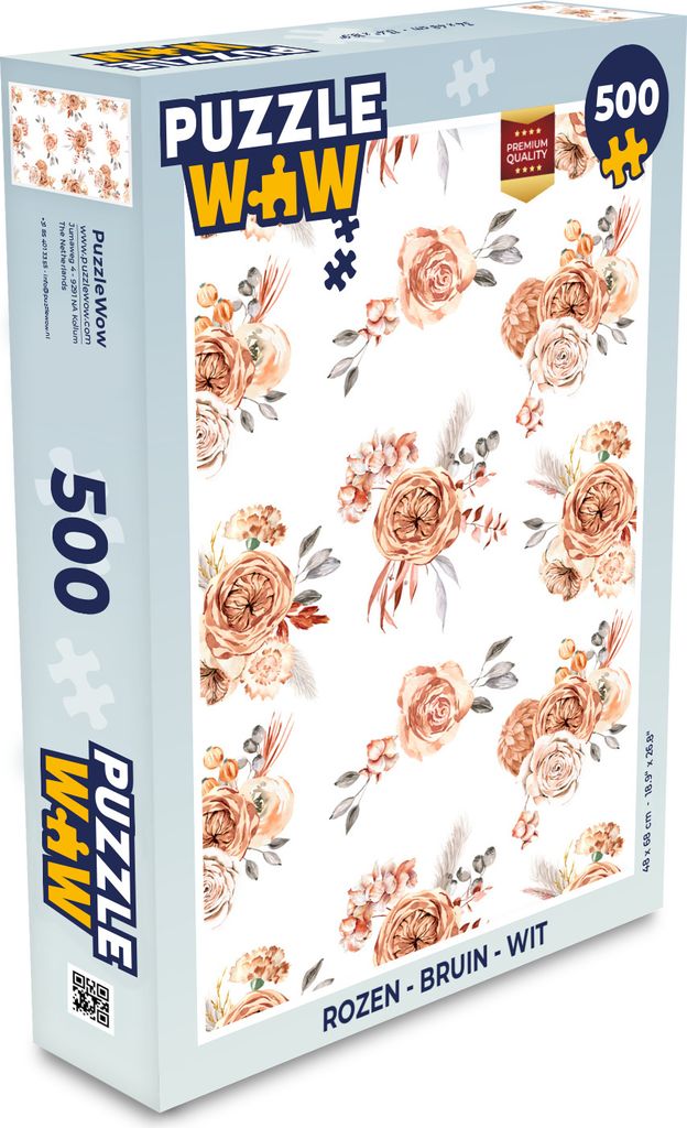 MuchoWow Puzzle 500 Teile Rosen - Braun - Weiß - Denken - Spiel - Toy