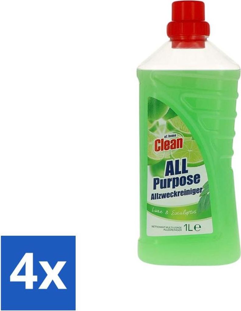 At Home - Clean - Allzweckreiniger - Limette & Eukalyptus - 1 L - Vorteilspack - 4 Stücke