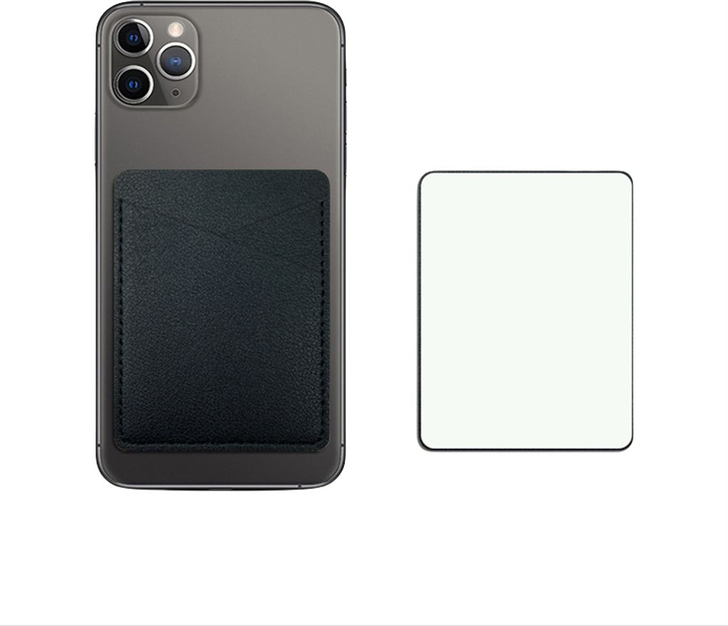 INF Schlanke Handy-Kartenhalterung aus Kunstleder mit 2 Kartenfächern Schwarz