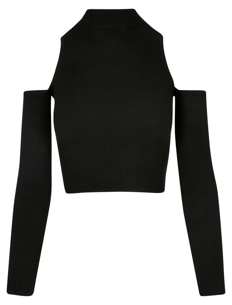 Urban Classics - Oberteil Schulter Ausschnitte für Damen Langärmlig TN280 (XXL) (Schwarz)