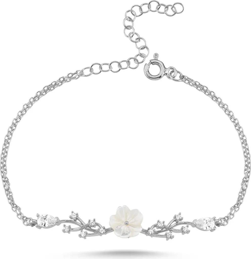 Bracelet Magnolia en Argent 925 Rhodié et Zirconium - Bijou Scintillant