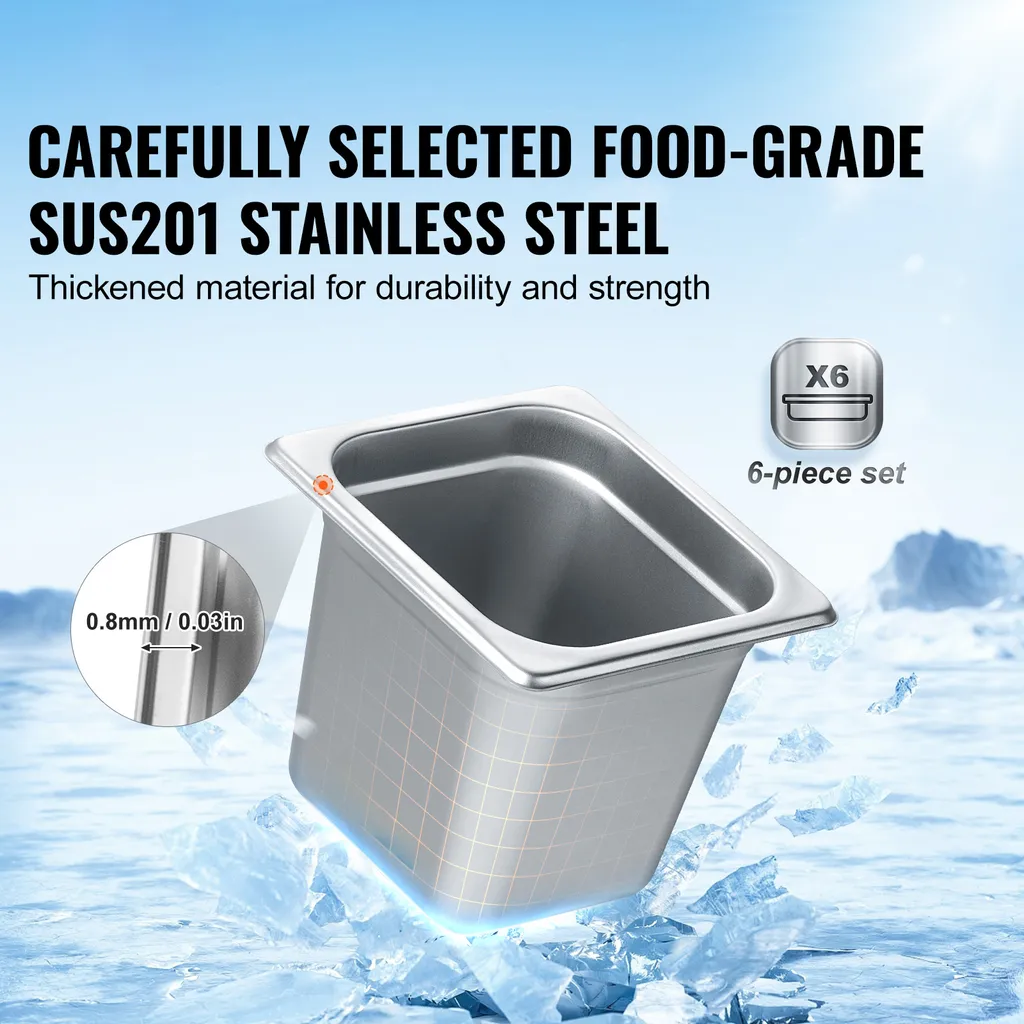 Set 6 Contenitori SucceBuy 1/6 GN per Tavolo a Vapore e Buffet - 2