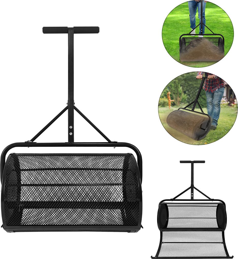 UISEBRT Kompoststreuer Roller, mit T-Griff für zusätzliche Stabilität und einfachen Gebrauch auf unebenen Oberflächen