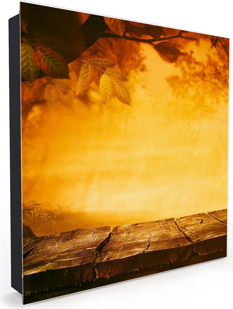 Nachbildung-Schlüsselkasten, Magnetpinnwand und Memoboard mit Glasfront Motiv Sonnenuntergang im Herbst