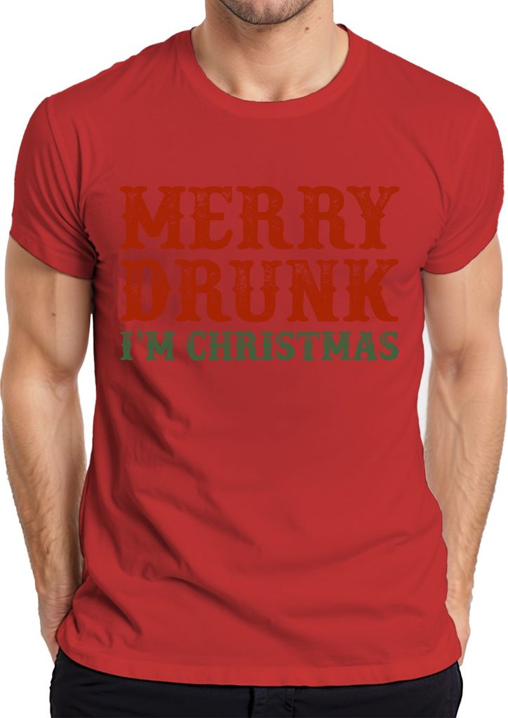 Merry Drunk I'm Christmas - Weihnachten Weihnachtsgeschenk Christmas Herren T-Shirt, Rot, XL