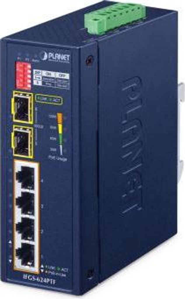 Planet Industrial 4-Port 100TX+2-Port 100TX SFP IFGS-624PTF