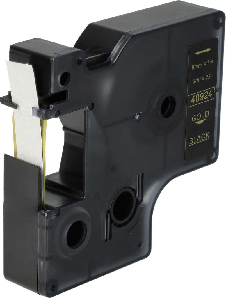 vhbw Schriftband-Kassette Ersatz für Dymo 40924, D1 für Etiketten-Drucker 7m x 9mm Gold auf Schwarz