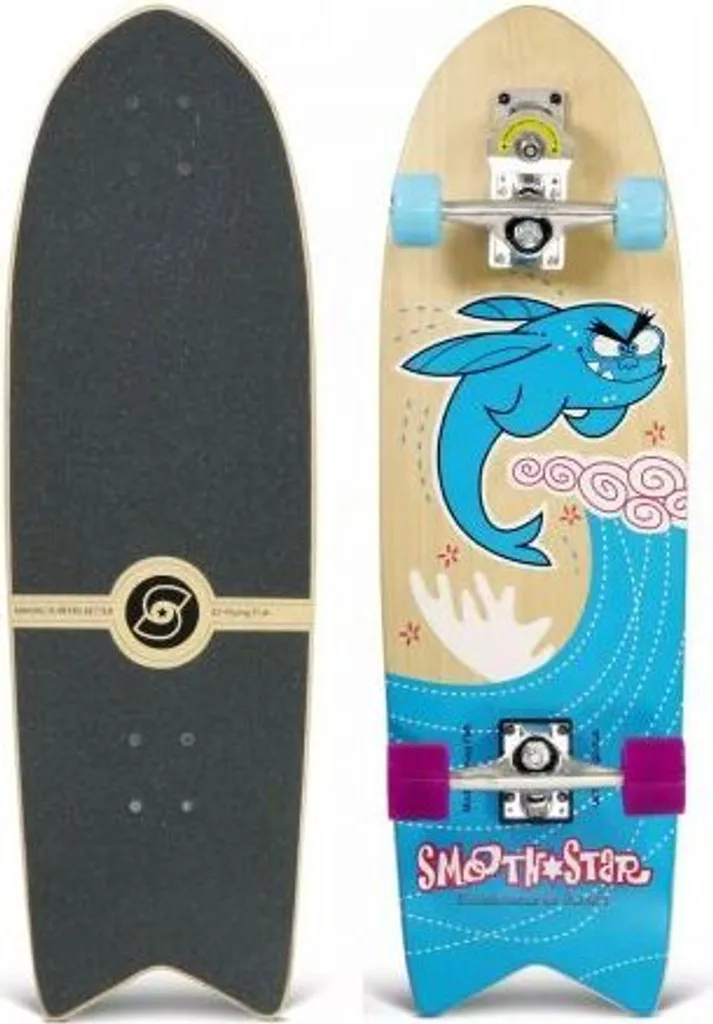 Surfskate Smoothstar Flying Fish 32 - Skateboard de Surf Bleu pour Adultes