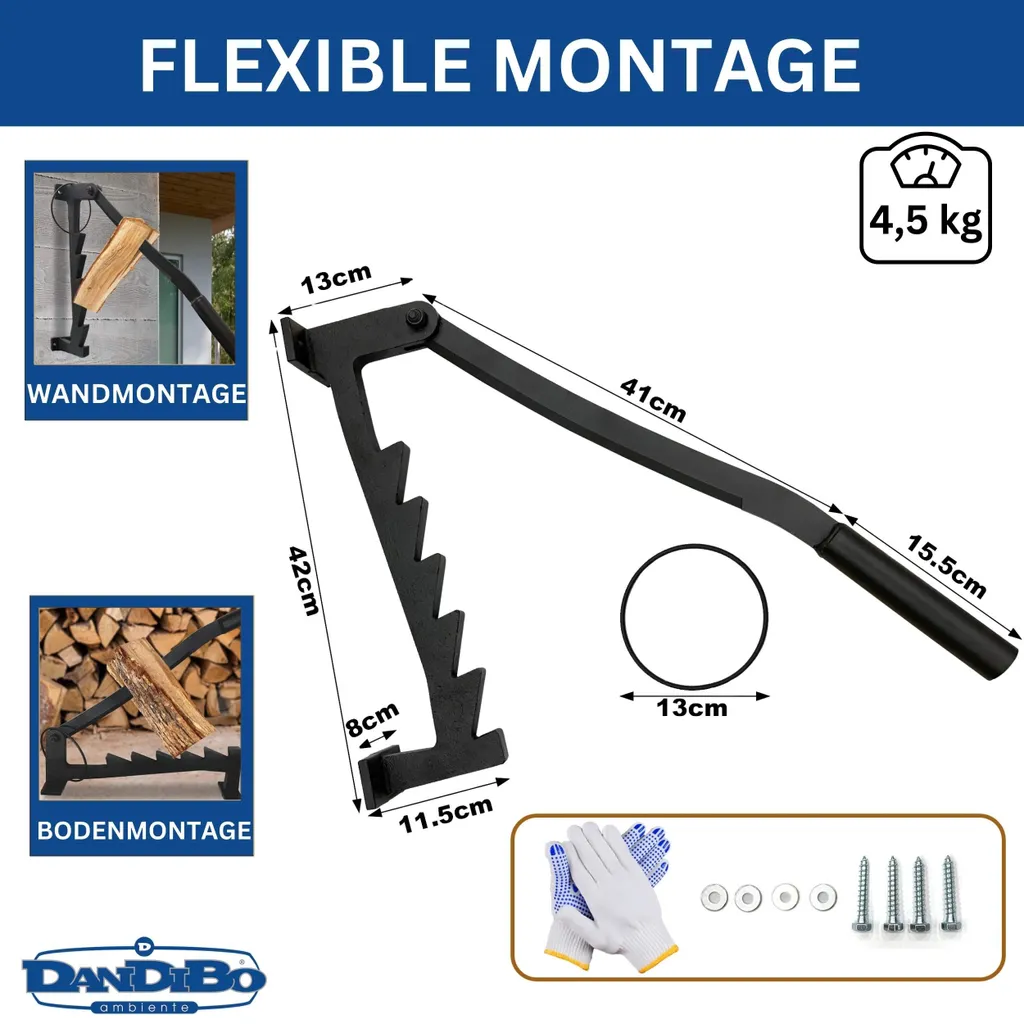 Fendeur de bois d'allumage stable et robuste pour fixation murale - 2