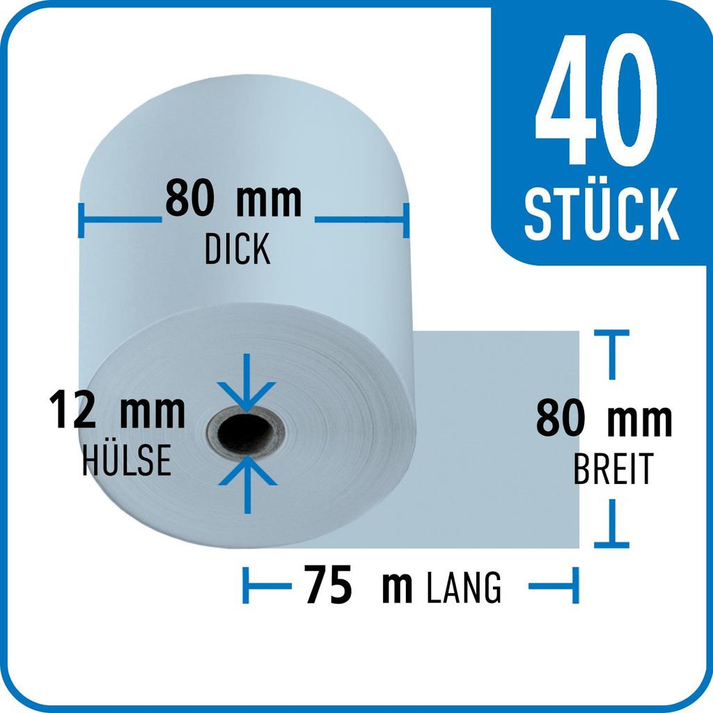 Thermorolle BLUE4EST 80 mm x 80 mm x 12 mm x 75 m | VPE 40 Rollen