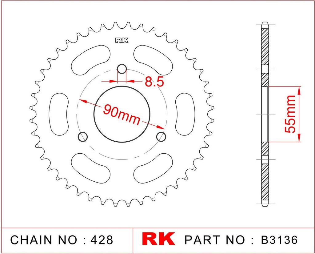 Rk Kettenrad 428 46z Stahl Silber