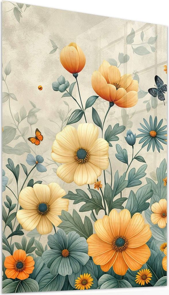 Glasbild 50x75cm in XXL für Wohnzimmer, Schlafzimmer Motiv Blumenwiese