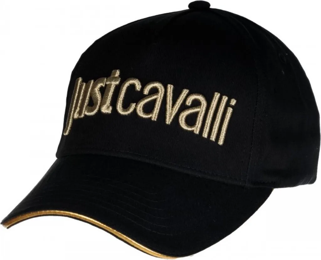 Bonnet Just Cavalli 76QAZK30 - Bonnet en Maille de Luxe Noir et Or