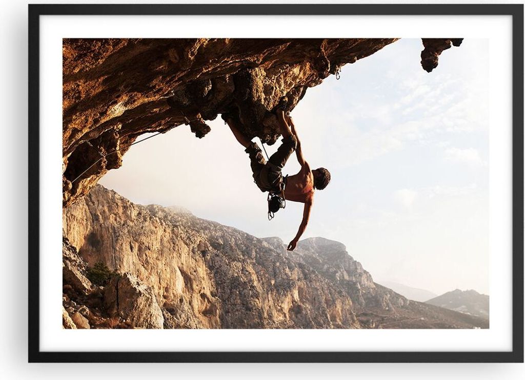 Gerahmtes Poster - Schwarzer Rahmen - Klettern extrem berge Produktbild 