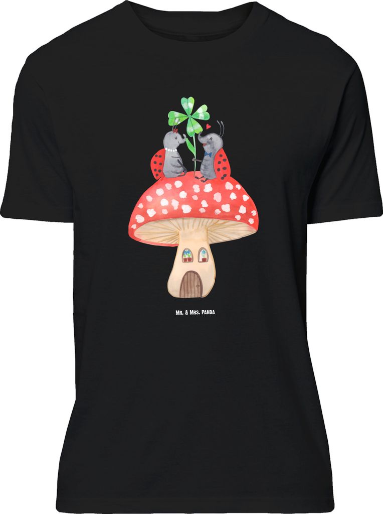 Mr. & Mrs. Panda Größe M T-Shirt Marienkäfer Fliegenpilz - Schwarz - Geschenk, Zuhause, Haus, Herren, mit Spruch, Wohnung, Fleigenpilzhaus, Lust...
