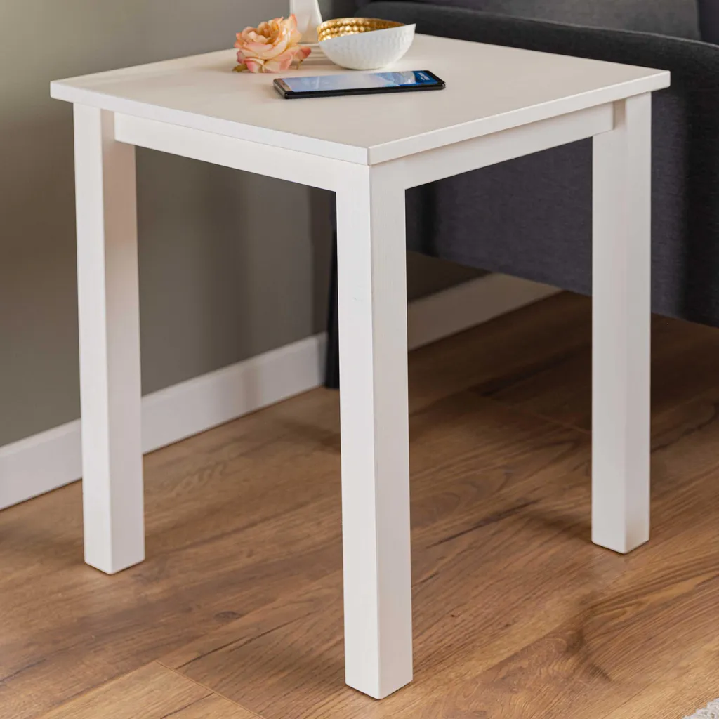 Table d'appoint Asgar blanc : structure robuste et finition laquée chic - 10