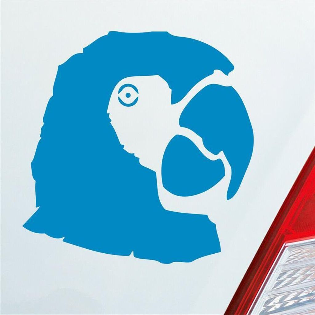 Auto Aufkleber Papagei Ara Vogel Bird Tier Tuning 10x10 cm Hellblau Sticker Heckscheibenaufkleber