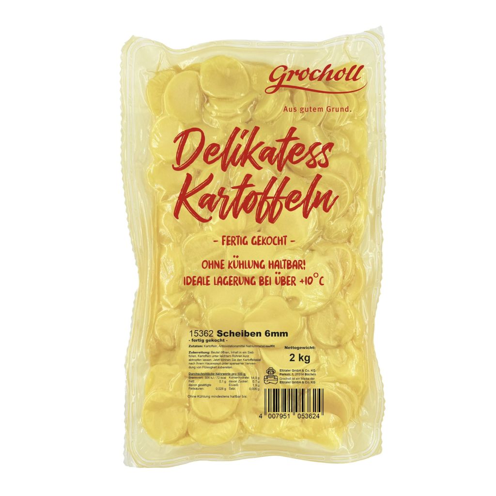 Pommes de terre Grocholl en tranches 6mm précuites prêtes à Image du produit 