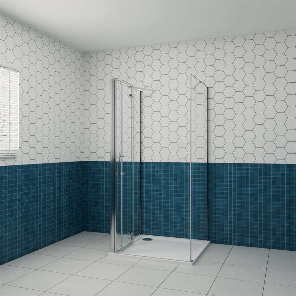 120x80cm 185cm 6mm ESG Nano Klarglas U-Duschkabine Duschtür Glastür Scharniertür Falttür