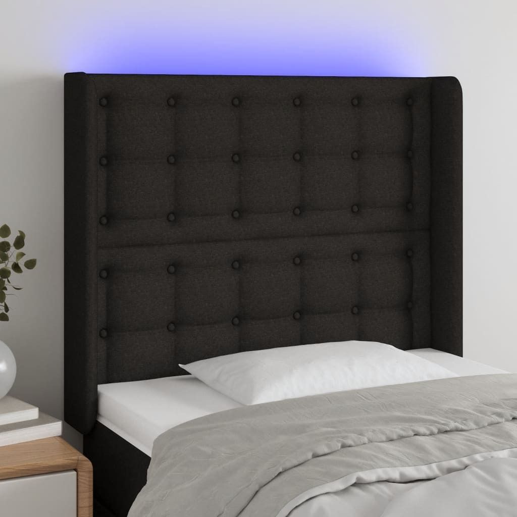 Maison Exclusive - LED Kopfteil Schwarz 93x16x118/128 cm Stoff