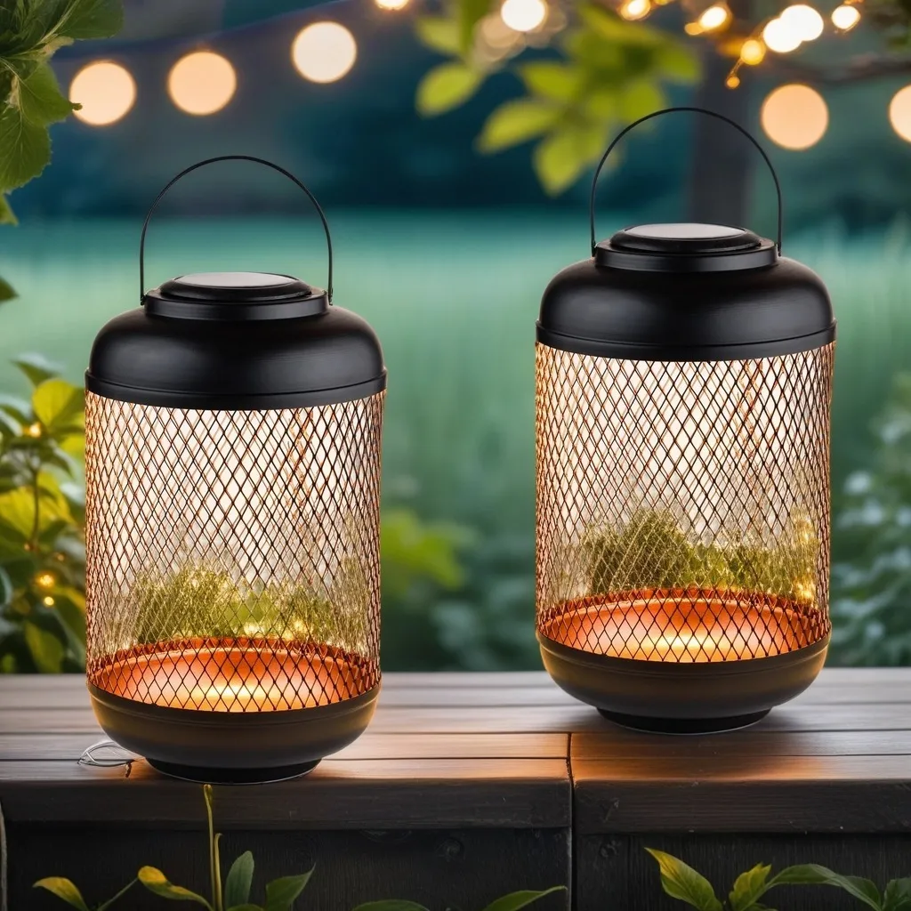 Lot de 2 lanternes solaires modernes Digby pour éclairage jardin design