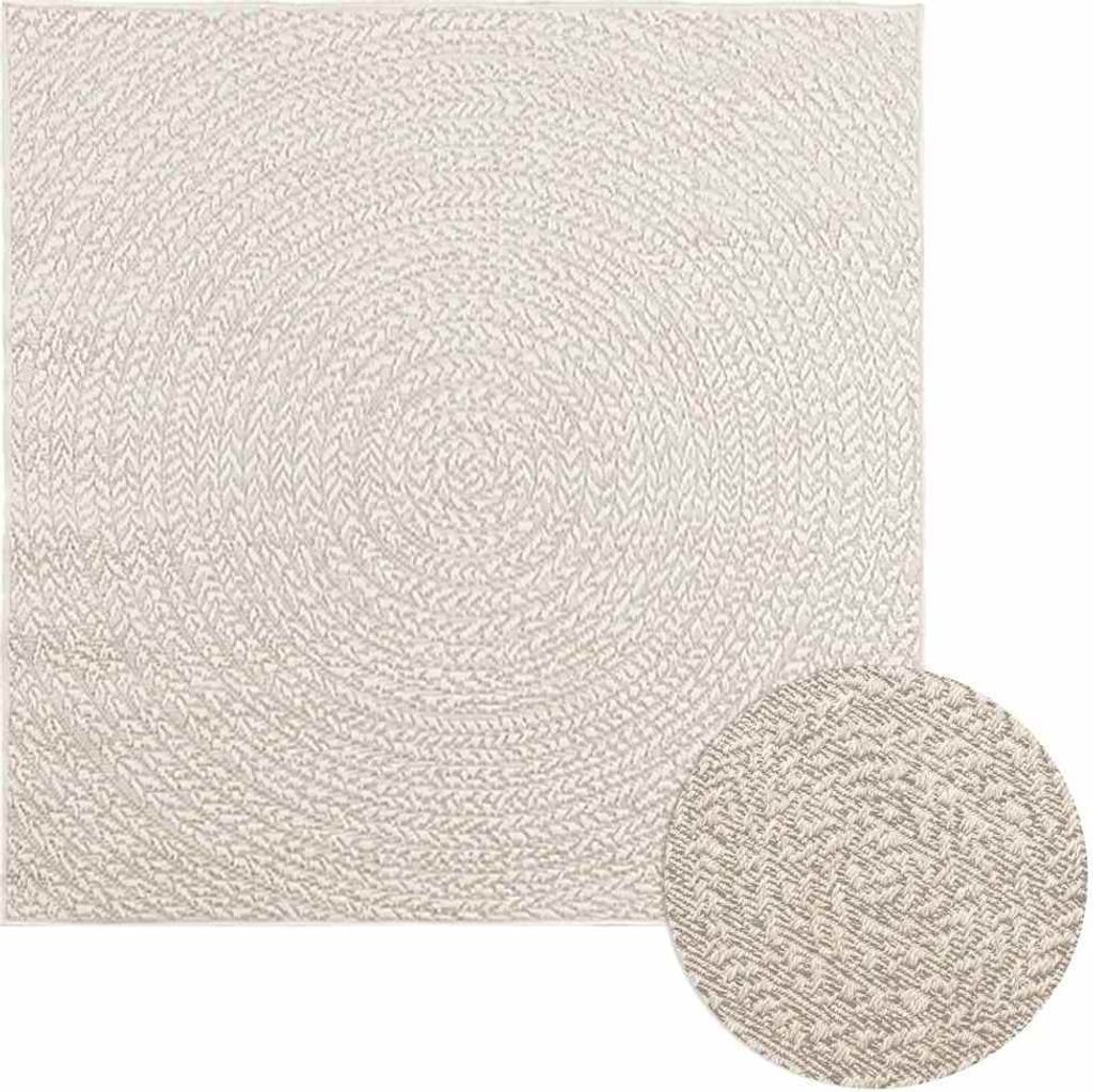 Teppich ZIZUR Creme 120x120 cm Jute-Optik Indoor und Outdoor