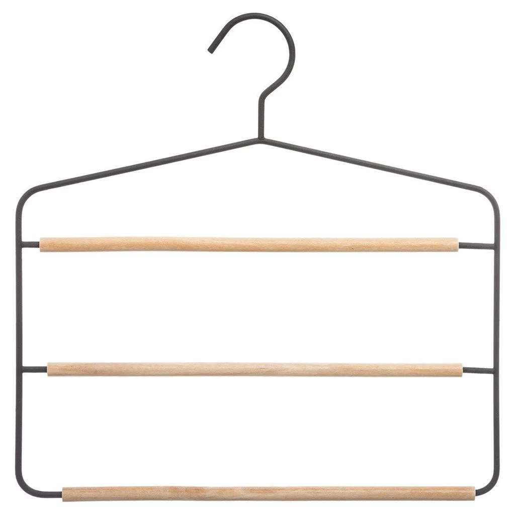 Cintre multiple pour pantalons et jupes métal noir 3 barres de rangement