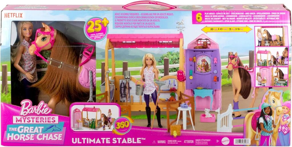 Poupée Barbie avec un cheval et une écurie MATTEL HXJ44 Image du produit 