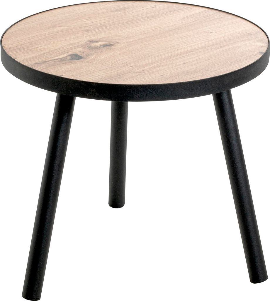 HAKU Beistelltisch Eiche hell, schwarz - MDF, Metall, B/H/T: 40x37x40 cm
