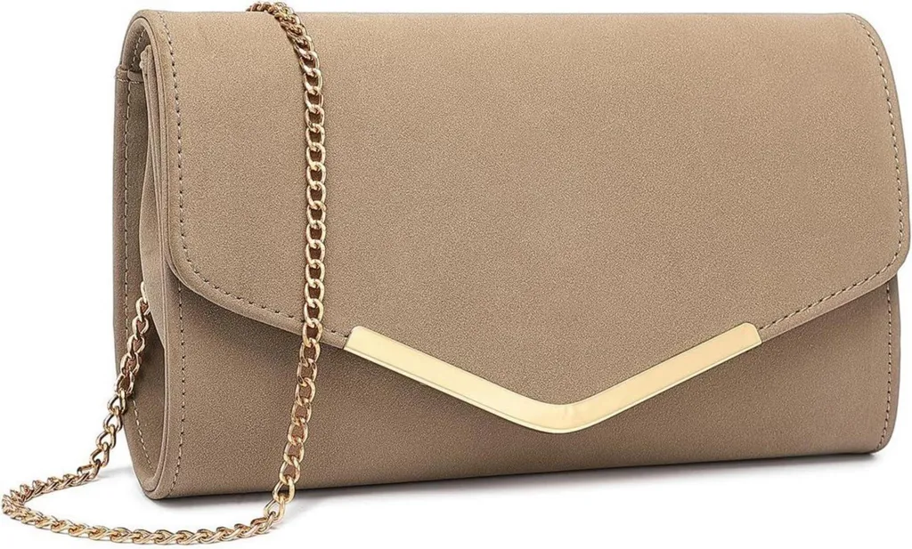Sac de Soirée Taupe Format Enveloppe Idéal pour Cocktail et Sorties