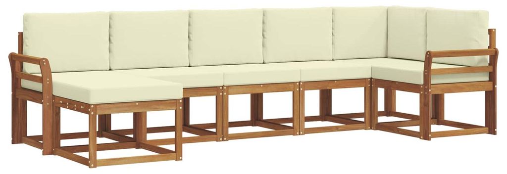 vidaXL Outdoor-Sofagarnitur mit Kissen 7 pcs Natur und Creme