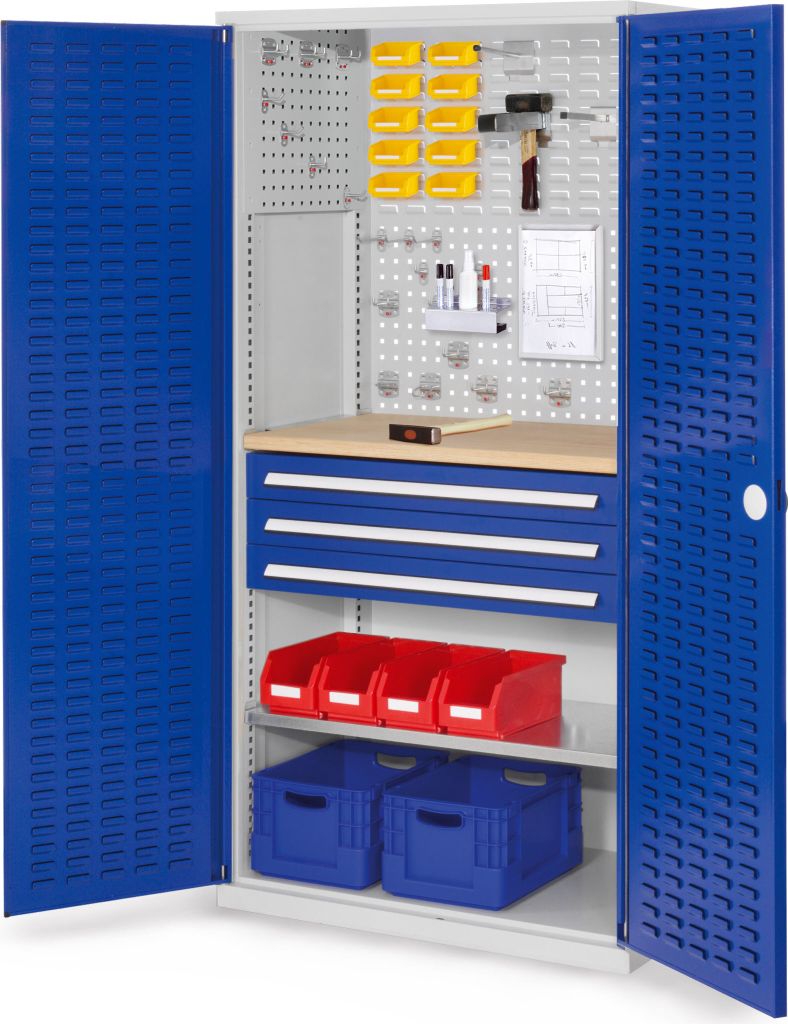 Kappes RasterPlan Schubladenschränke 1950x1000x600mm Schlitzplattentüren Modell 25 enzianblau