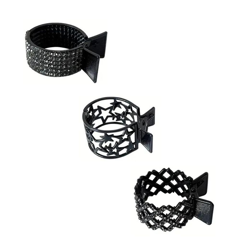 3 Stück rutschfeste Metall-Haarspangen mit Strass – Moderne Produktbild 