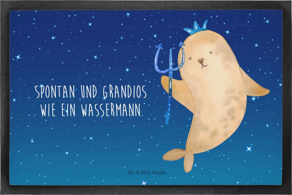 Mr. & Mrs. Panda Schmutzfänger Sternzeichen Wassermann 40 x 60 cm - Sternenhimmel Blau - Geschenk, Meer, Schmutzmatte, Februar, fußmatte, Nix, Bo...