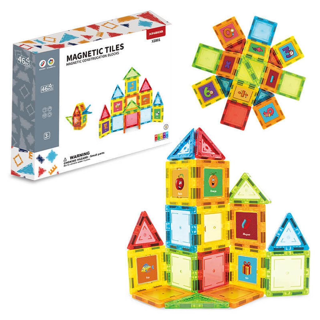 Magnetická stavebnica 46ks sada - Magnetic Tiles Obrázok produktu 