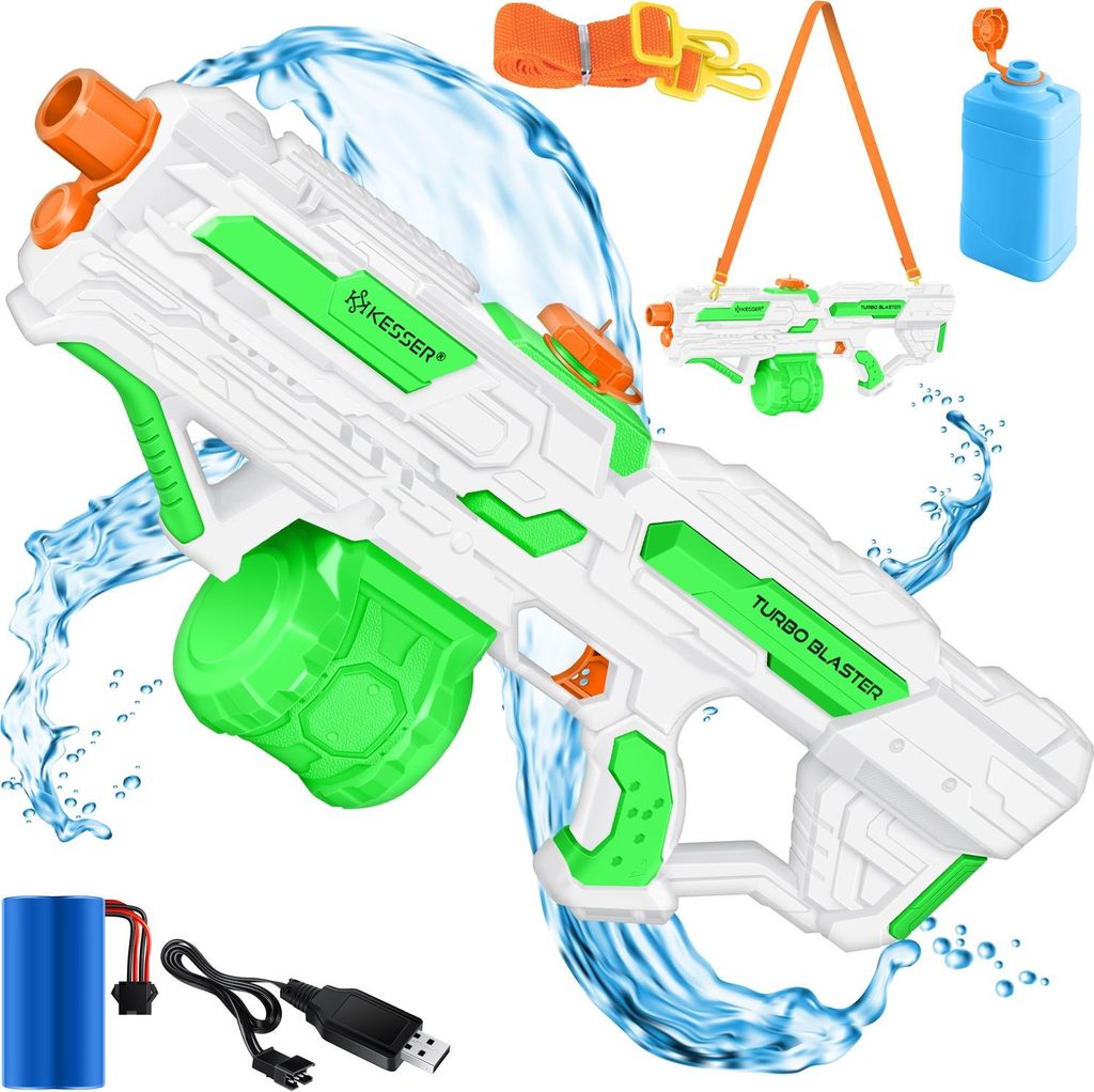 KESSER Elektrische Wasserpistole mit Akku Spritzpistolen 1000 ml + 600 ml Extra-Tank große Wasserspritzpistole für Kinder und Erwachsene, Sehr ...
