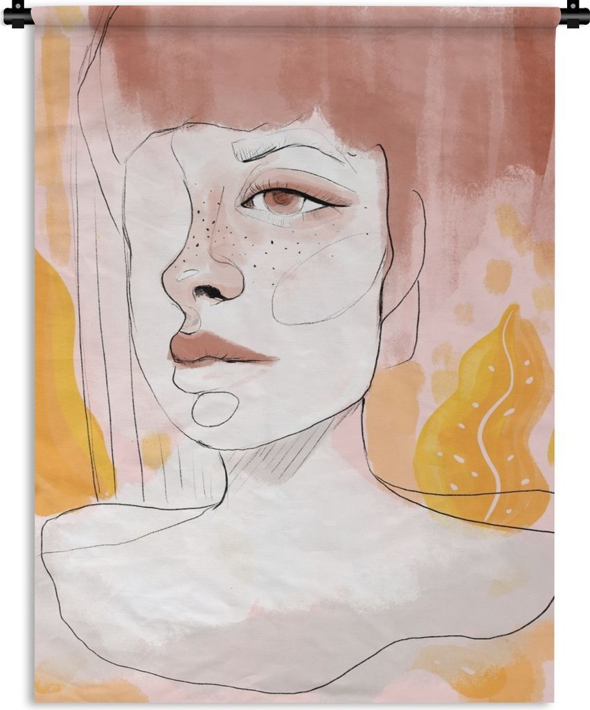 MuchoWow Wandteppich Wandbehang Digitale Kunst einer Frau 90x120 cm Tapisserie Dekoration Wandtuch - Wanddeko