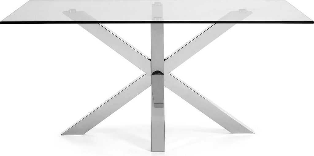 Tisch Argo 180 x 100 cm mit Glasplatte und Edelstahlbeinen