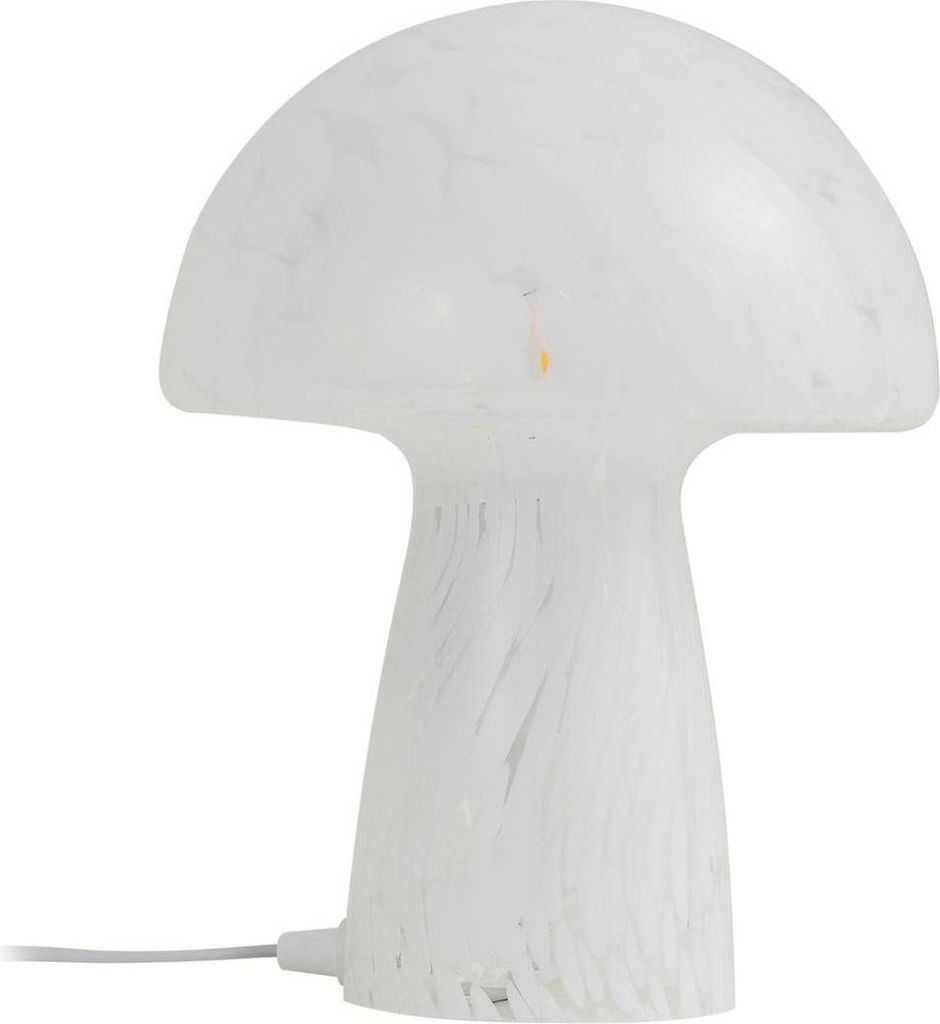 Lindby Tischleuchte Hubi, weiß, Glas, Ø 22 cm, Pilzform