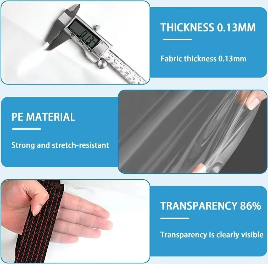 Bâche de couverture transparente 5x7m étanche avec œillets alu robustes