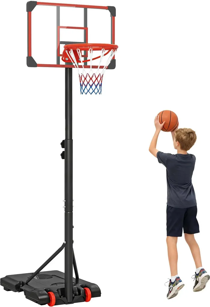 Panier de basket sur pied réglable 178-208 cm avec socle à lester noir