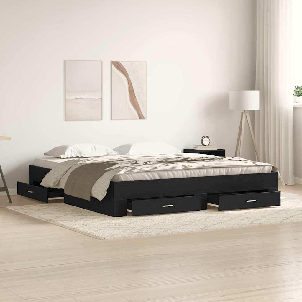 Maison Exclusive - Bettrahmen Schwarz Eichen-Optik 180 x 200 cm Holzwerkstoff