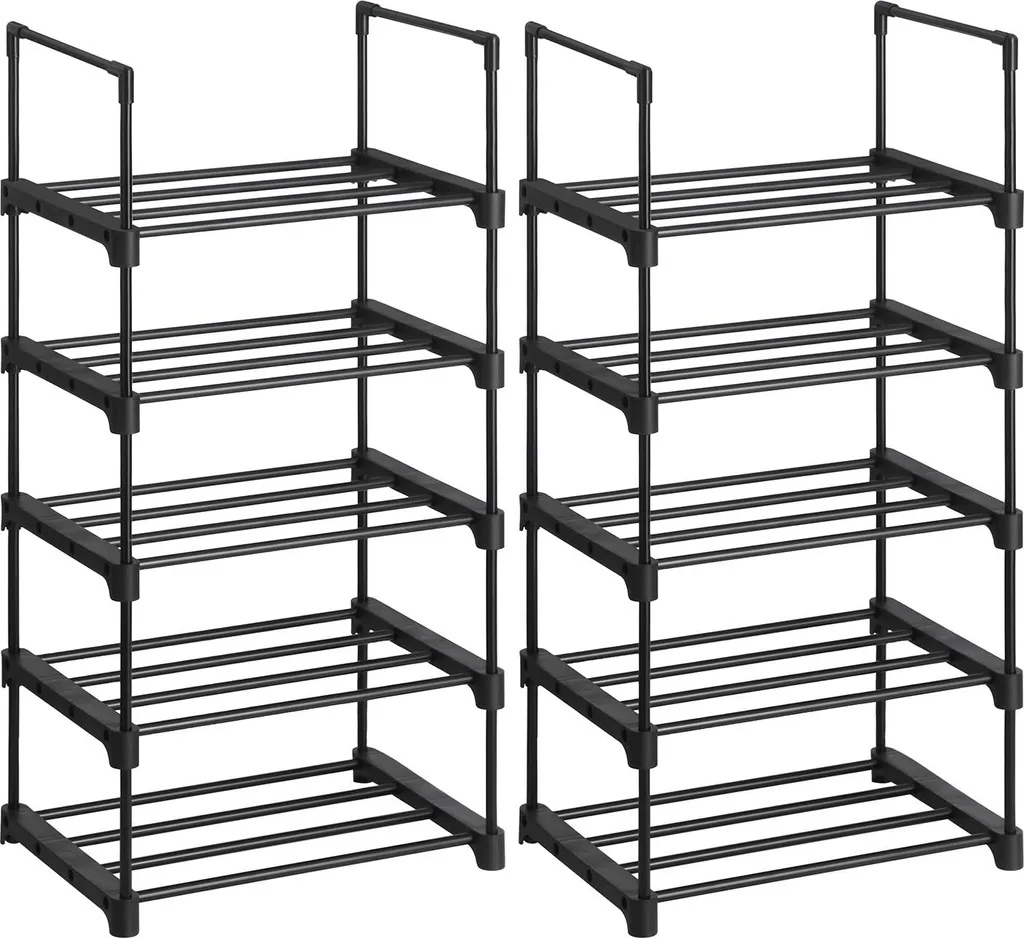 Organiseur chaussures 5 niveaux noir lot de 2 robuste et modulable DIY
