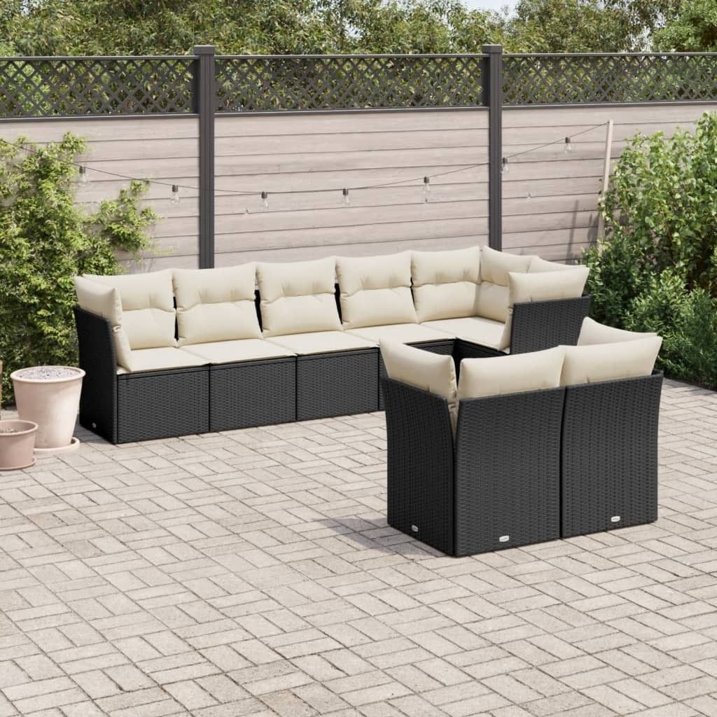 Maison Exclusive - 8-tlg. Garten-Sofagarnitur mit Kissen Schwarz Poly Rattan