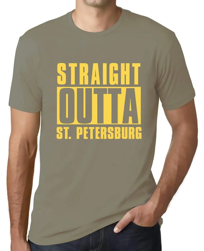 Herren Grafik T-Shirt Direkt aus St Petersburg – Straight Outta St Petersburg – Öko-Verantwortlich Vintage Jahrgang Kurzarm Lustige Druck Gebu...