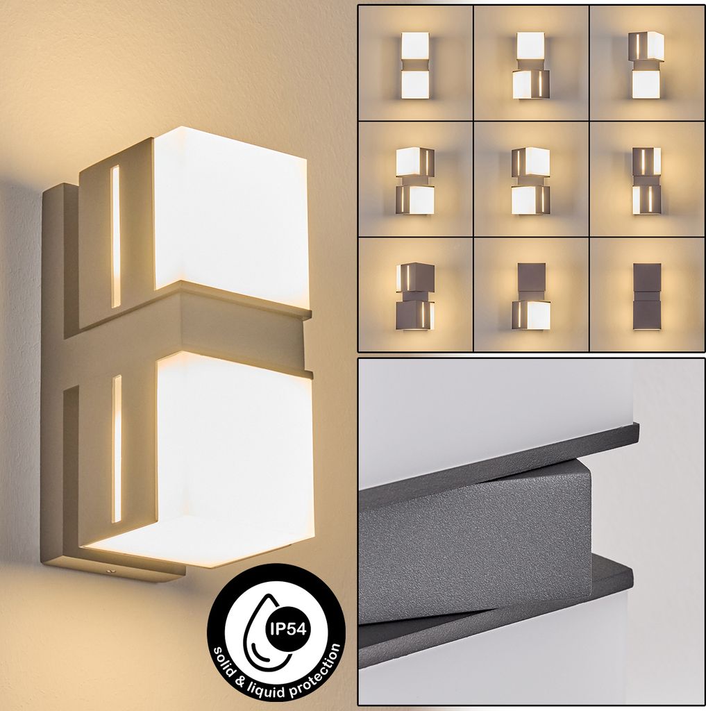 Gobbi Außenwandlampe aus Metall/Kunststoff in Anthrazit/Weiß