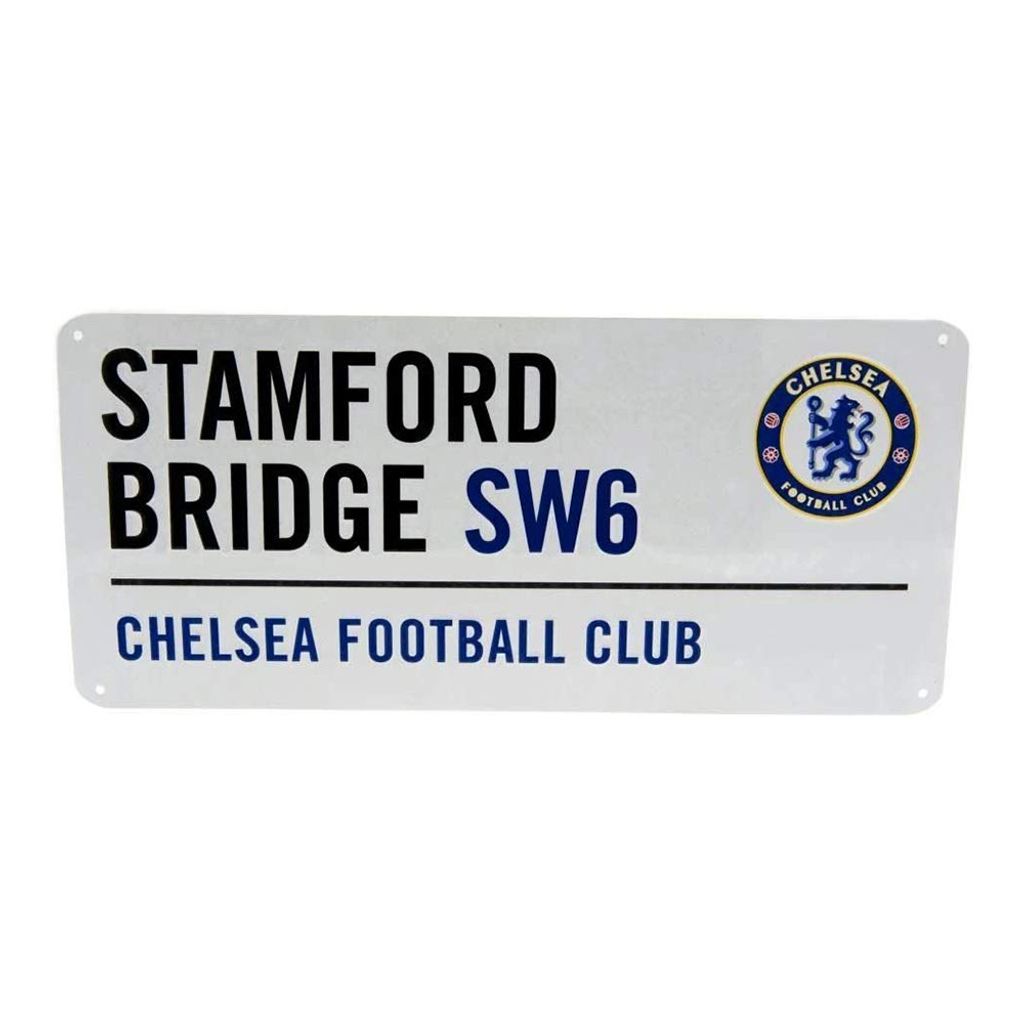 Chelsea FC Metallschild mit offiziellem Clubwappen und Stadionadresse BS633 (Einheitsgröße) (Weiß)