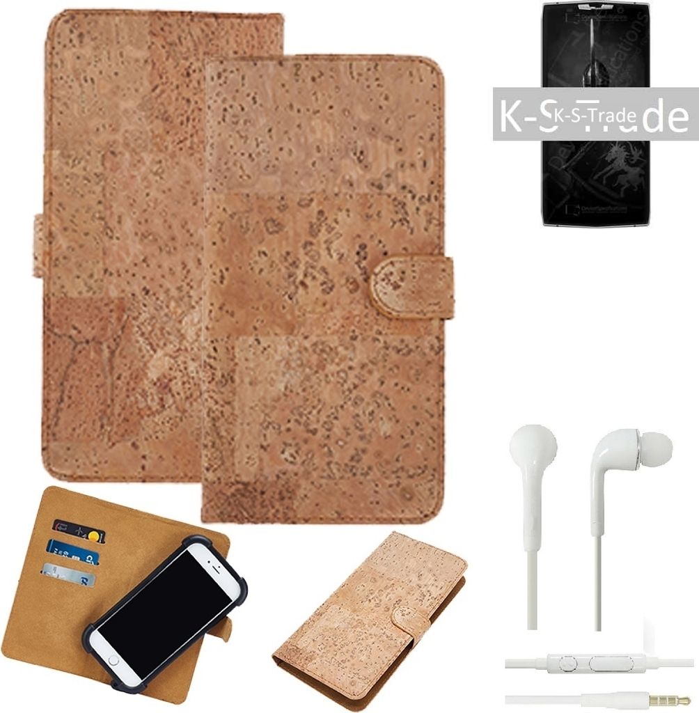 K-S-Trade Hülle kompatibel mit Asus Zenfone Max Pro (M2) + in ear Kopfhörer Kork Handyhülle Cover Schutzhülle TPU Case Bumper in Hellbraun, (1x)