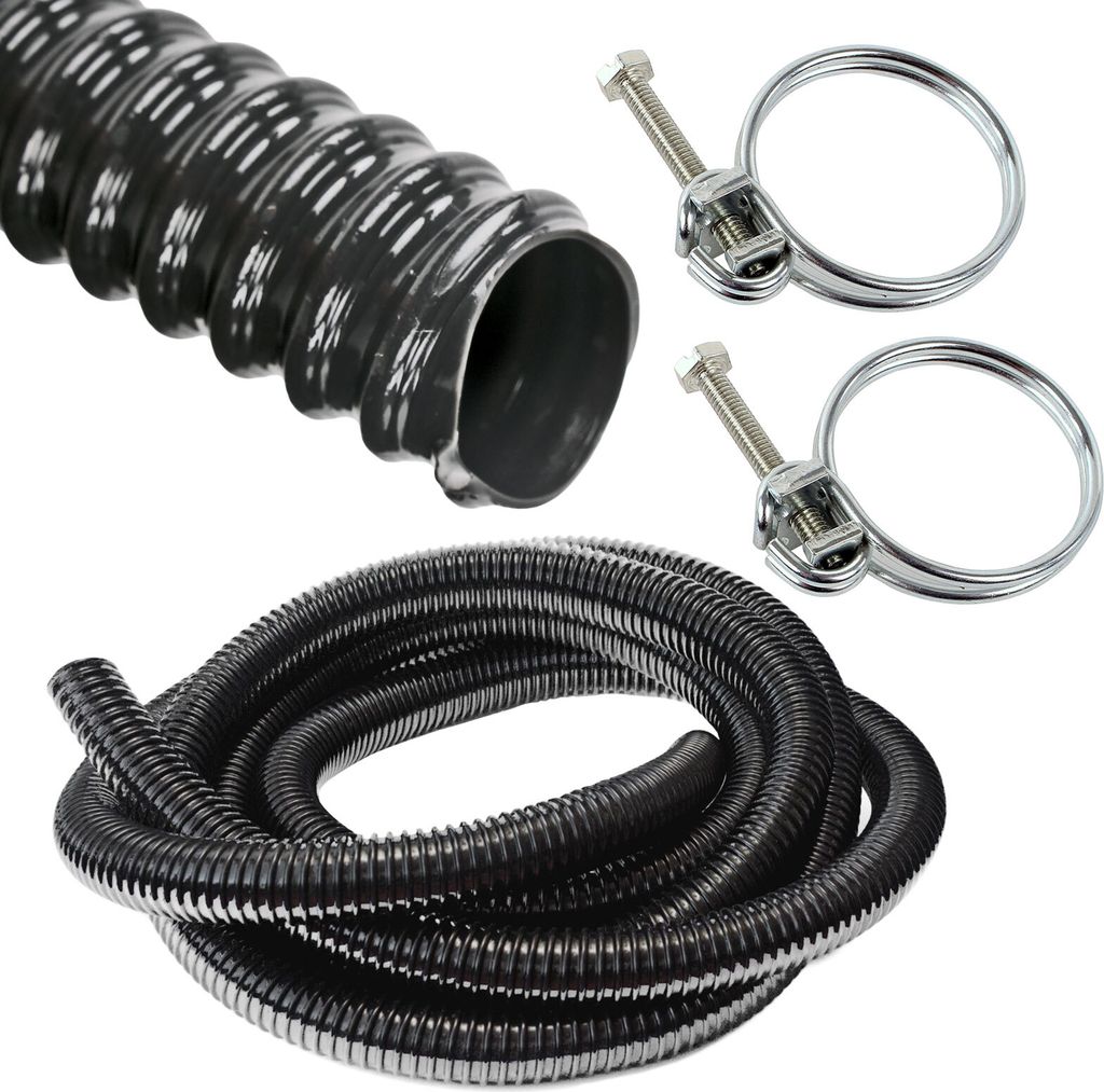 Abwasserschlauch Spiralschlauch 1 Meter inkl. Drahtschlauchschelle Set , Ø25mm für Wohnmobil, Boot, Bus